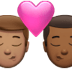 👨🏽‍❤️‍💋‍👨🏾 kiss: man, man, medium skin tone, medium-dark skin tone display on Apple